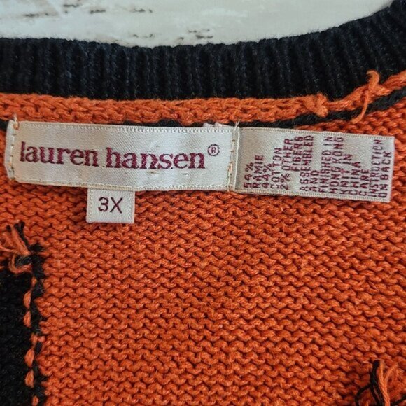 Vintage 90s Lauren Hansen Embroidered Halloween Vest Pumpkins Bats Ghost 3X - Picture 6 of 11